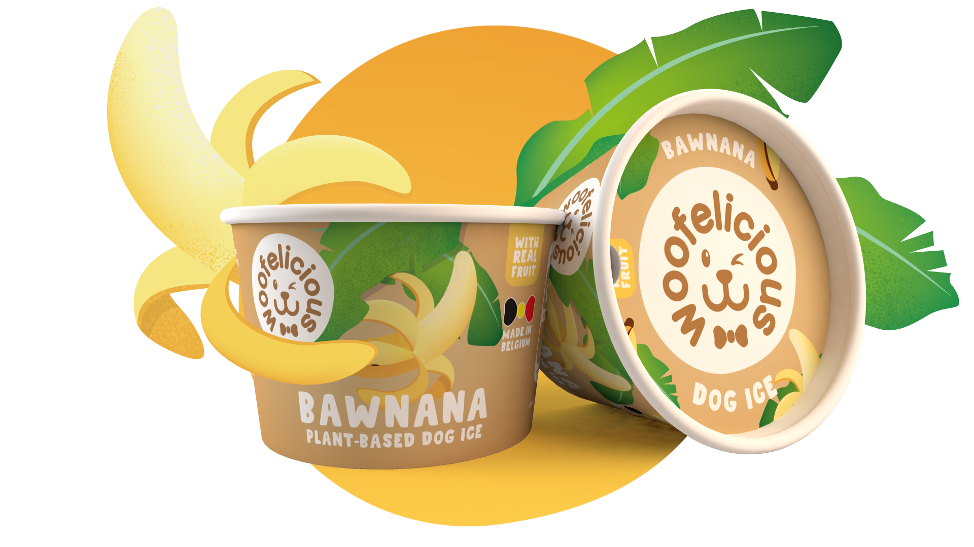 Hondenijs banaan Woofelicious cup 50g