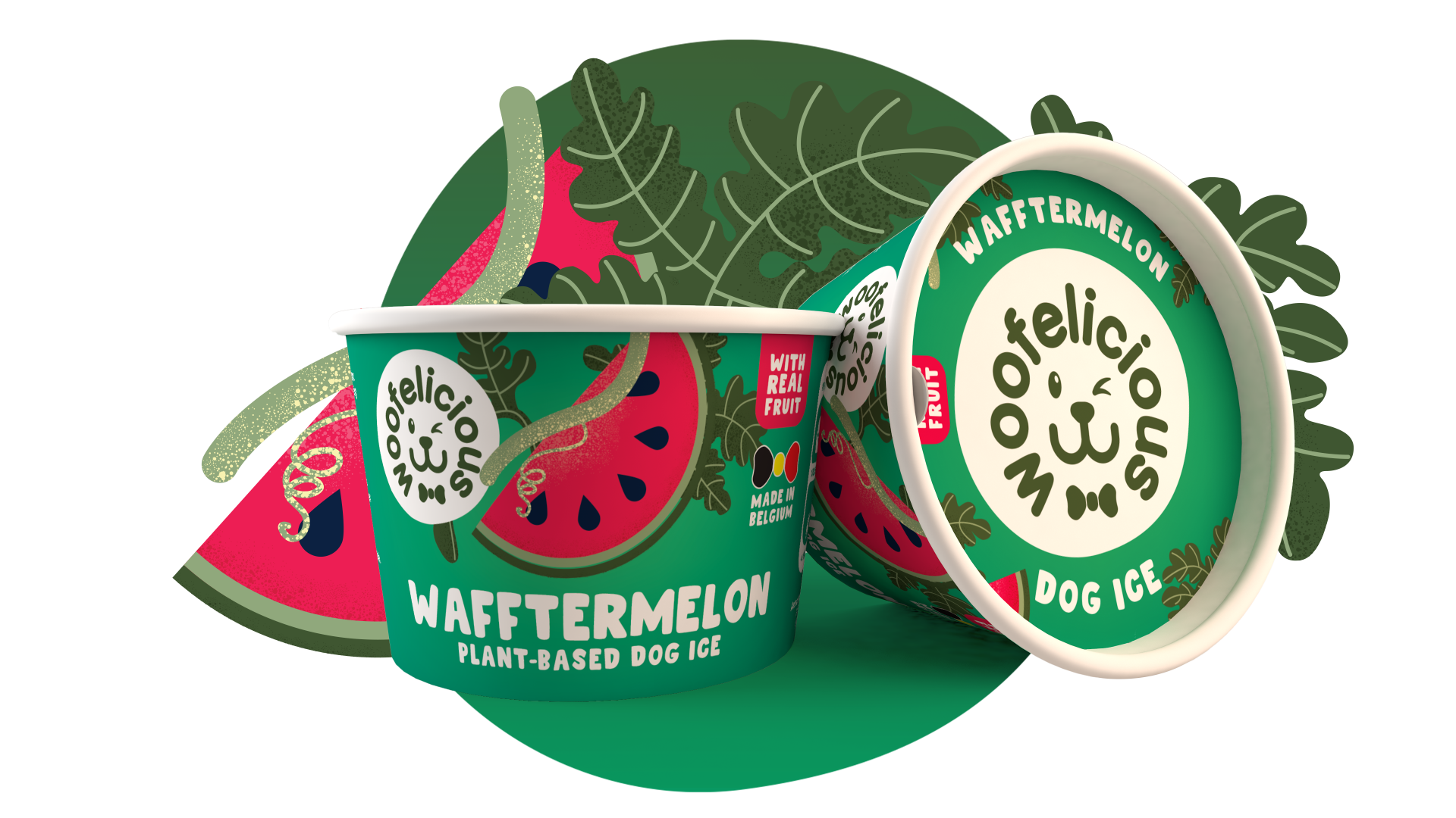Hondenijs watermeloen Woofelicious cup 50g