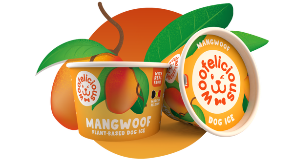 Hondenijs mango Woofelicious cup 50g