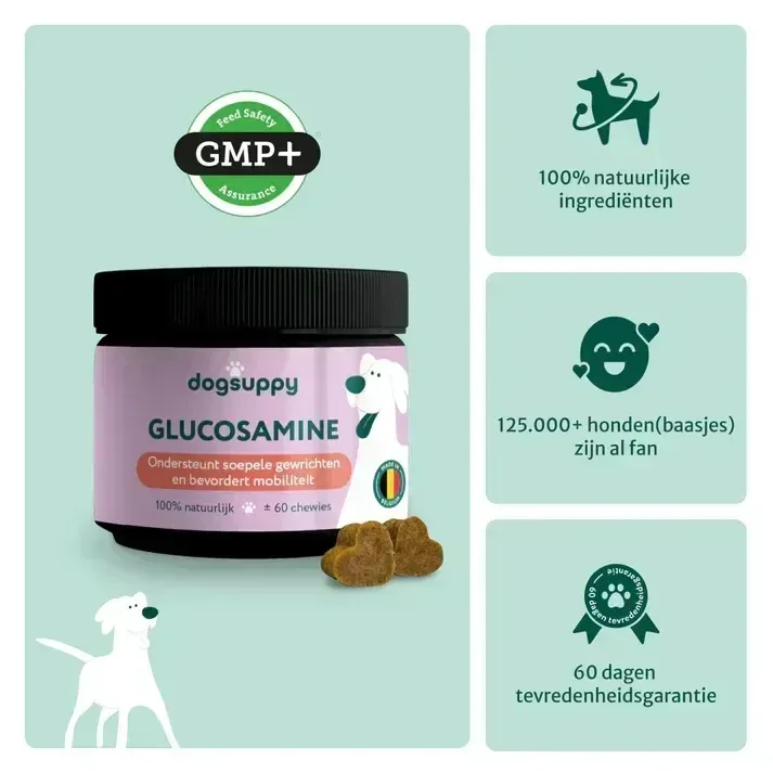 Glucosamine | Bevordert soepele bewegingen | 100% natuurlijk | 60 snoepjes Met Kip