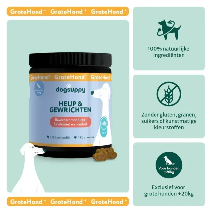GroteHond⁺ Heup & Gewrichten | 100% natuurlijk | 90 snoepjes