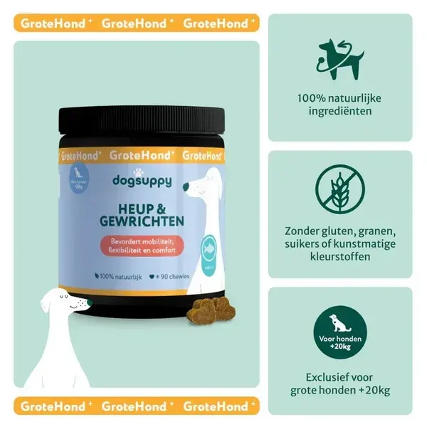 GroteHond⁺ Heup & Gewrichten | 100% natuurlijk | 90 snoepjes