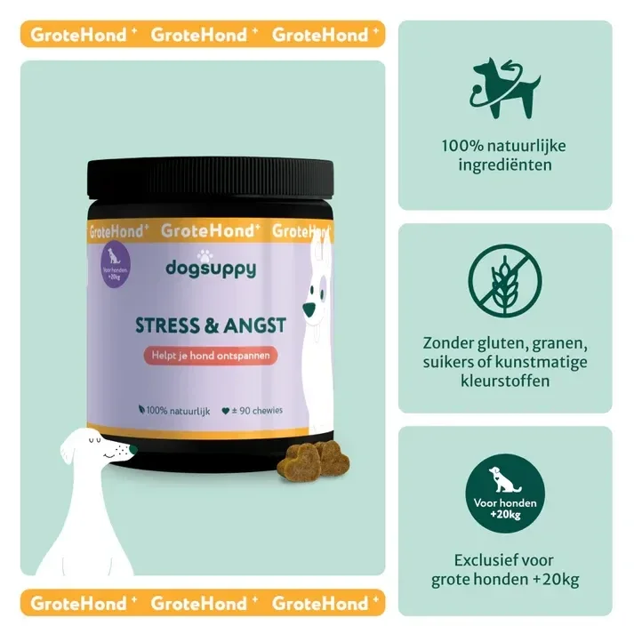 GroteHond⁺ Anti-Stress & Angst | 100% natuurlijk | 90 snoepjes met insecten