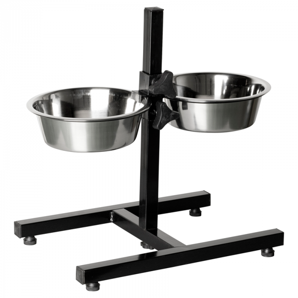 RVS Voerbakken op Standaard 21 cm - zwart gecoat