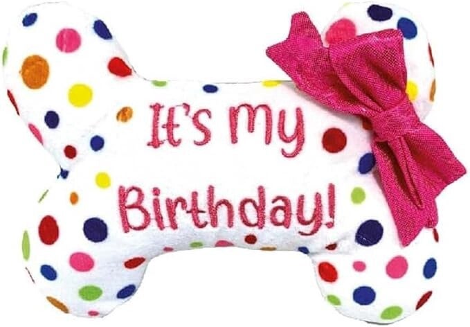 Croci Pet's Party beentje pluche voor honden, interactief, Happy Birthday, 21,5 x 19 x 5 cm