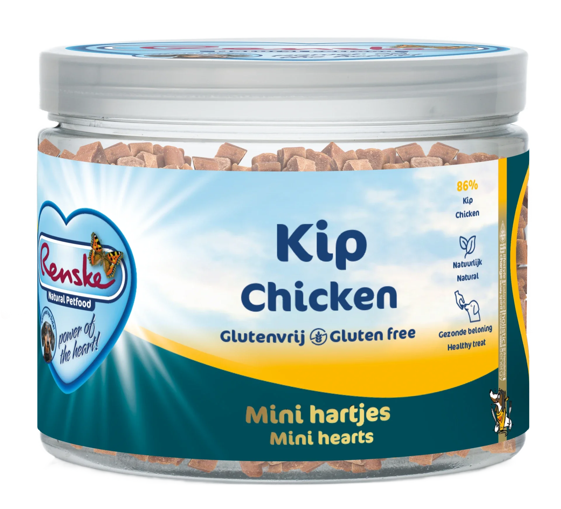 Renske gezonde beloning mini hartjes hond kip 100gr