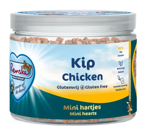 Renske gezonde beloning mini hartjes hond kip 100gr