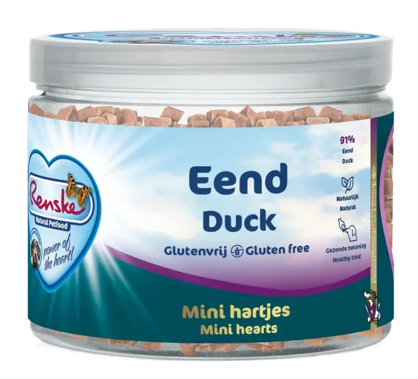 Renske gezonde beloning mini hartjes hond eend 100gr