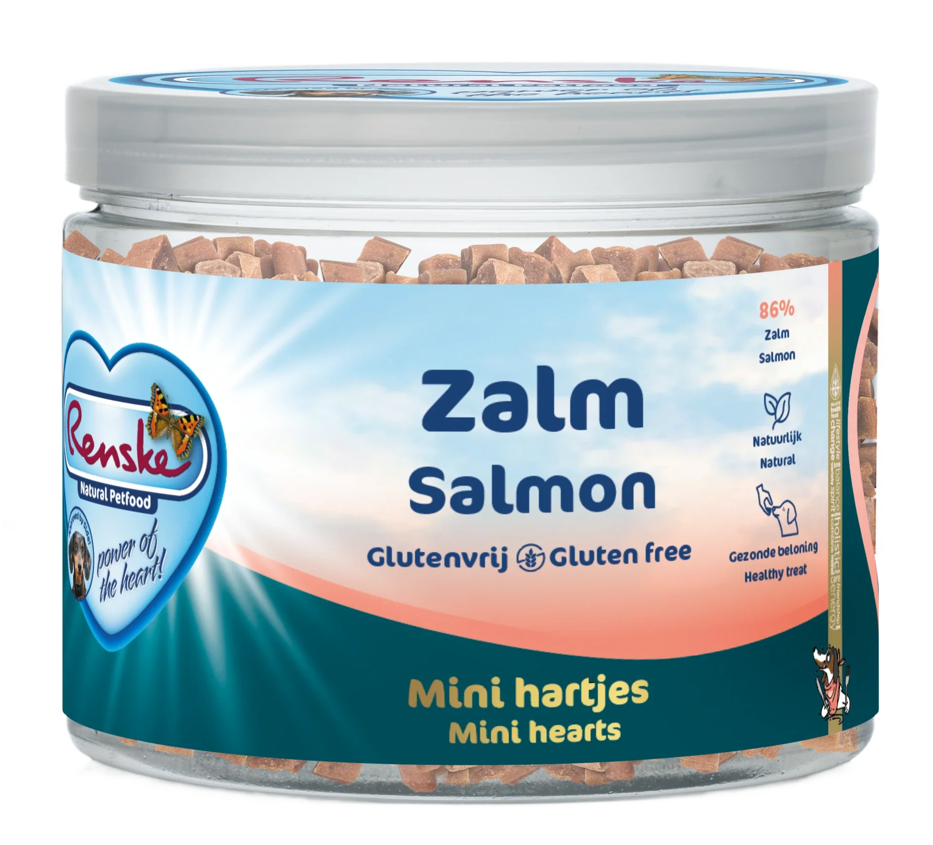 Renske gezonde beloning mini hartjes hond zalm 100gr