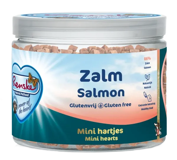 Renske gezonde beloning mini hartjes hond zalm 100gr