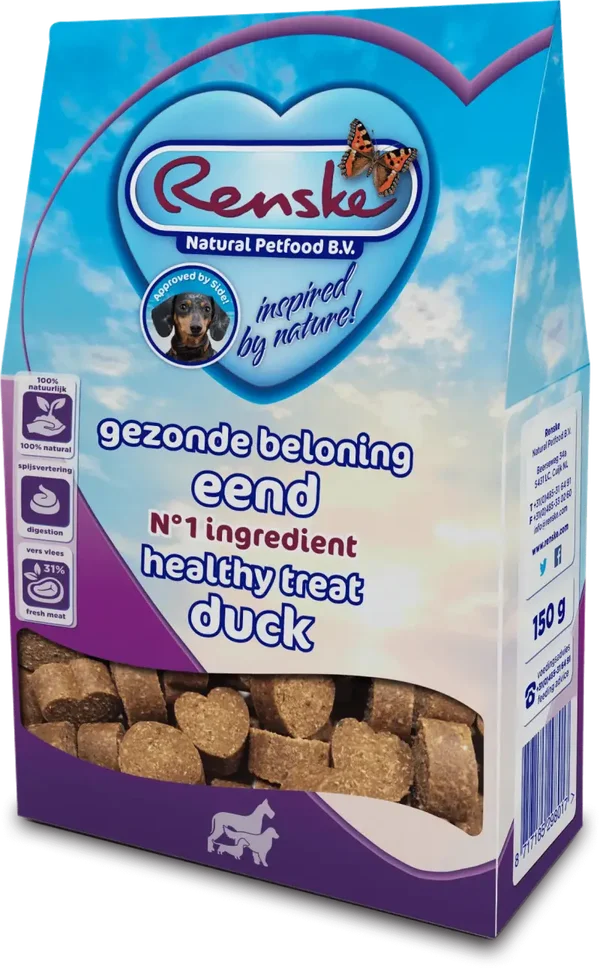 Renske gezonde beloning hartjes hond eend 150gr