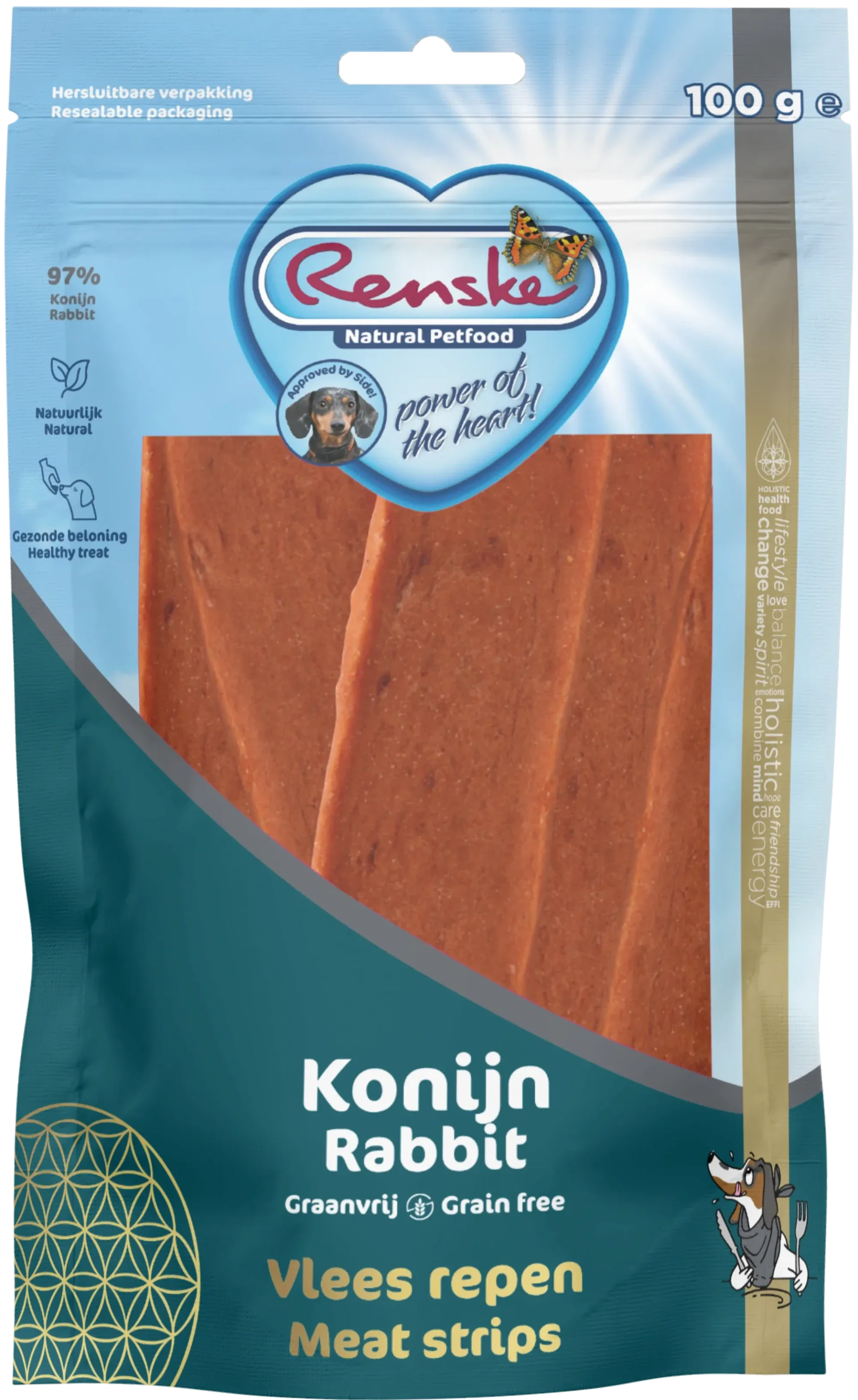 Renske gezonde beloning vleesrepen hond konijn 100gr