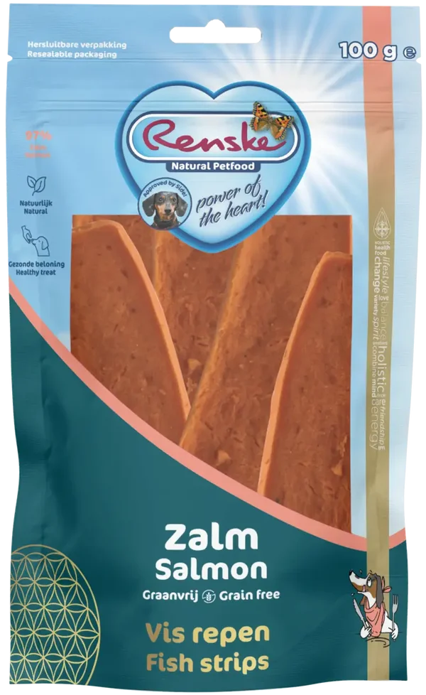 Renske gezonde beloning vleesrepen hond zalm 100gr