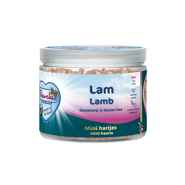 Renske gezonde beloning mini hartjes hond lam 100gr