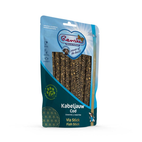Renske Gezonde Beloning Sticks Hondensnack Kabeljauw 80 gr
