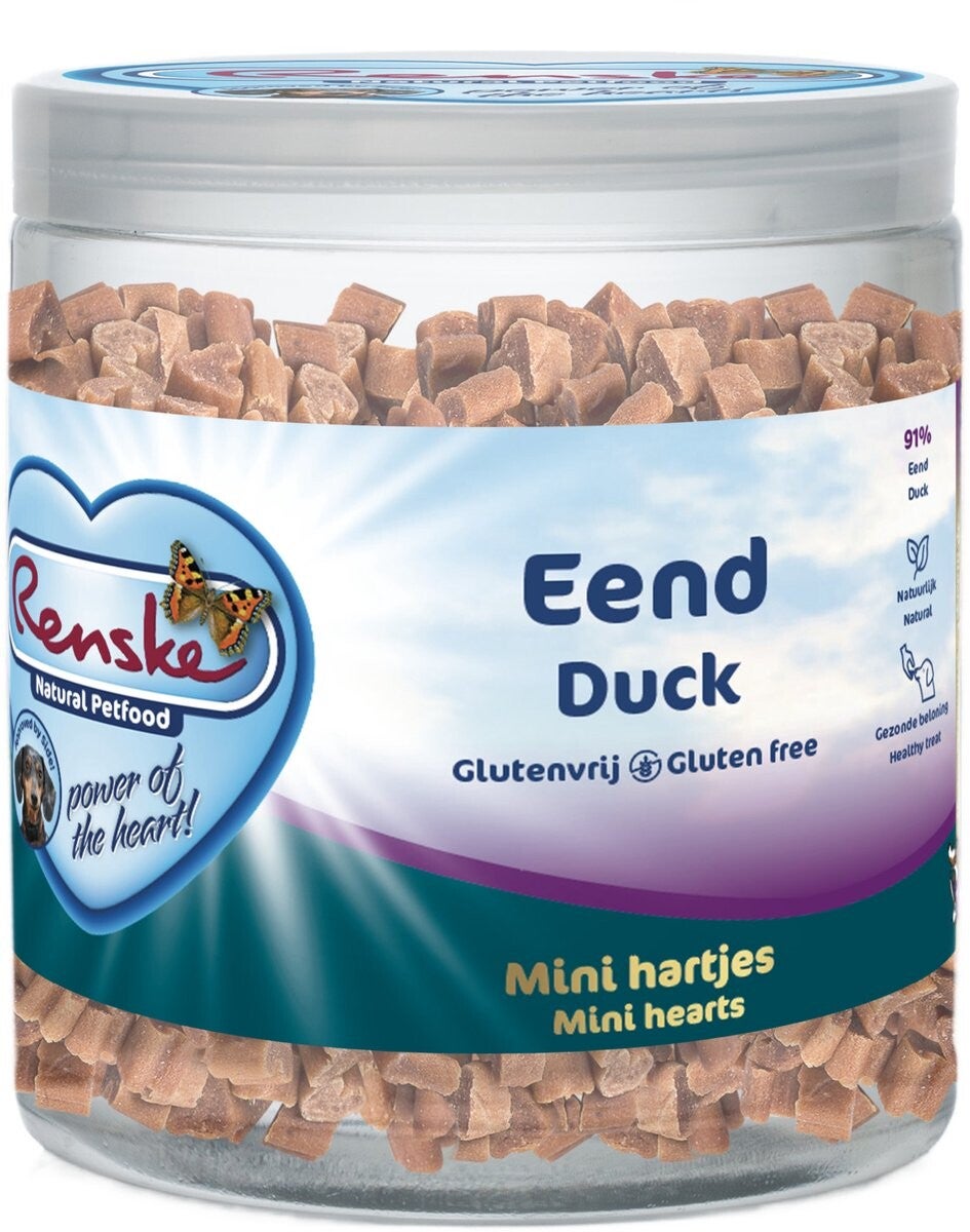 Renske gezonde beloning mini hartjes hond eend 300gr
