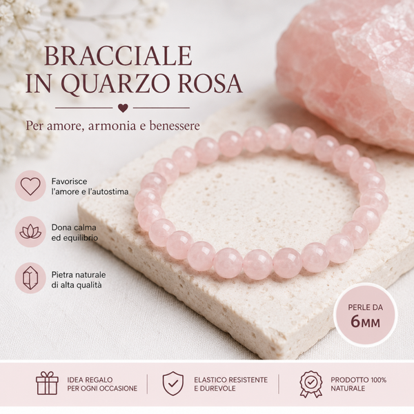 Bracciale Quarzo rosa 6mm