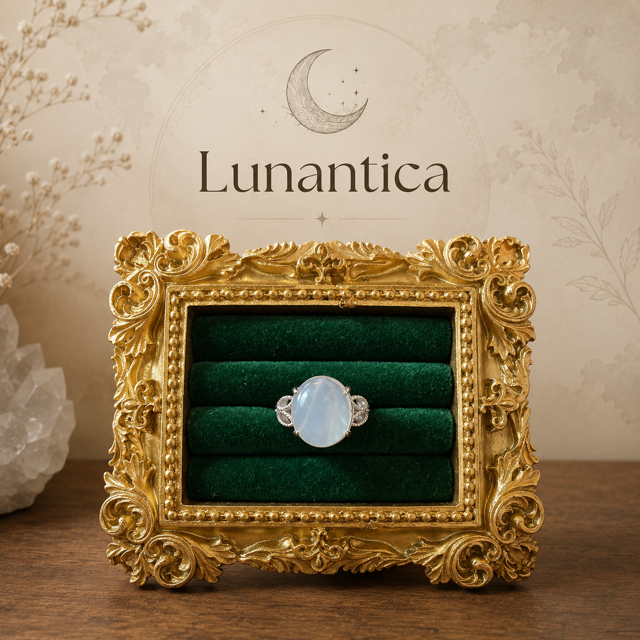 Anello pietra di luna rame regolabile