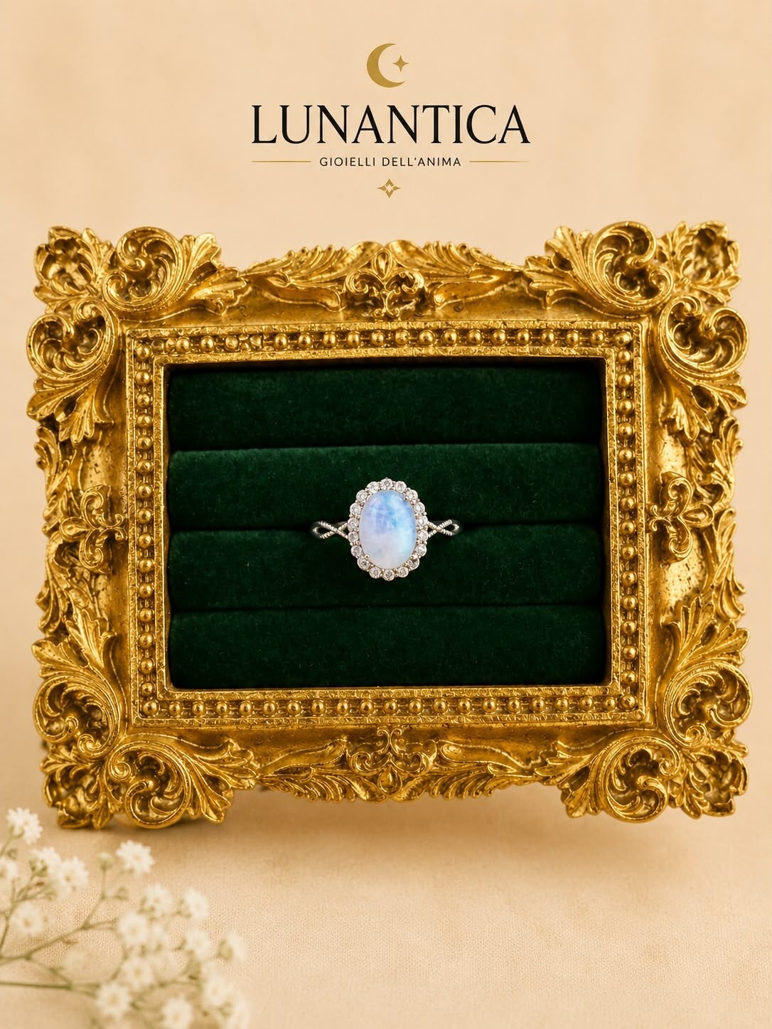 Anello pietra di luna rame regolabile