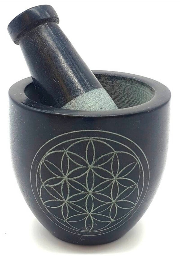 Mortaio mini in pietra 8cm nero