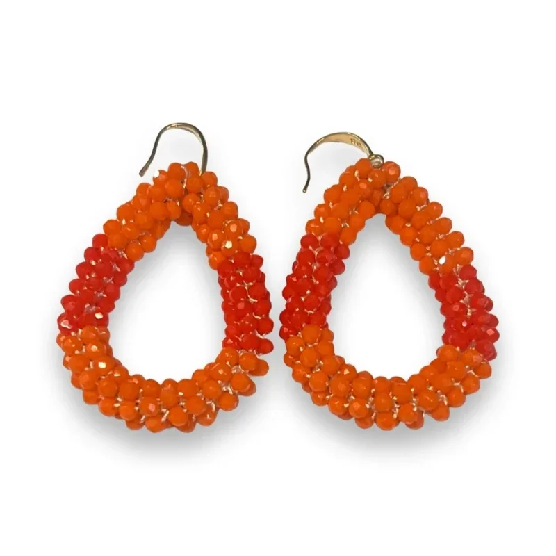 Oorbellen oranje/rood ovaal Kielegat