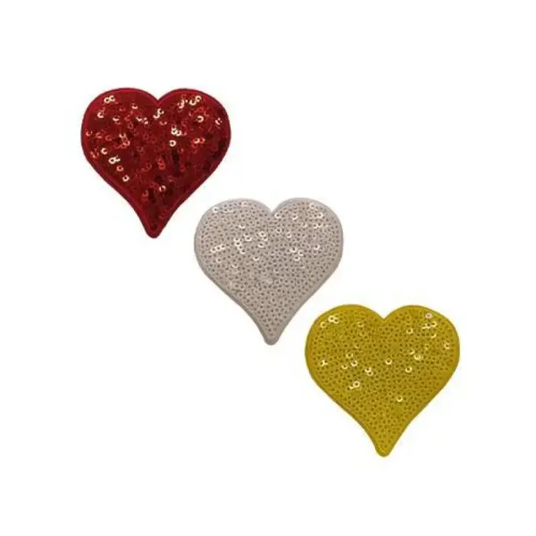 Oeteldonk embleem - Hartje met pailletten - set van 3