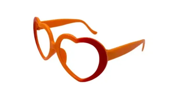 Harten bril zonder glas oranje/rood Kielegat