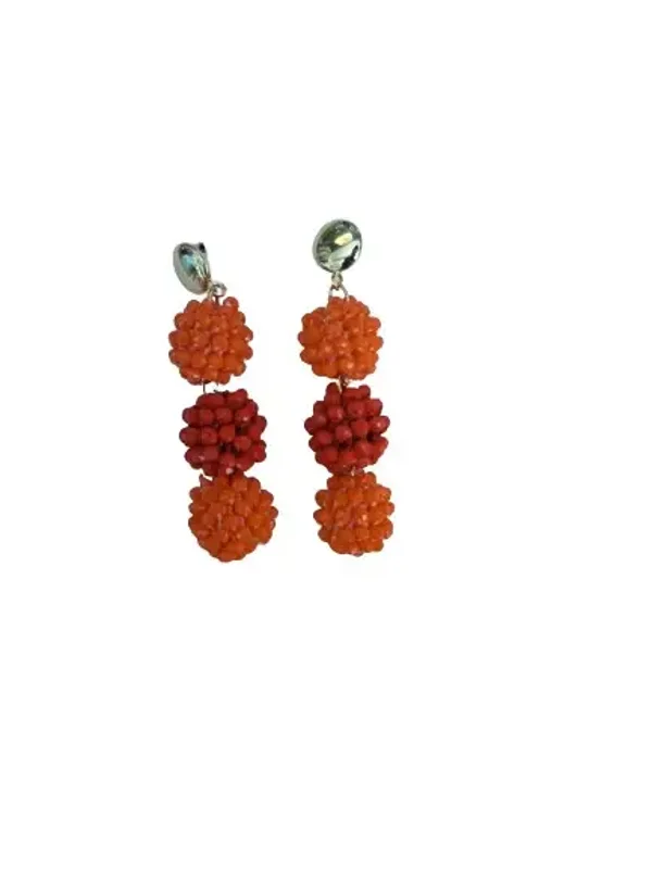 Oorbellen oranje/rood ballen Kielegat