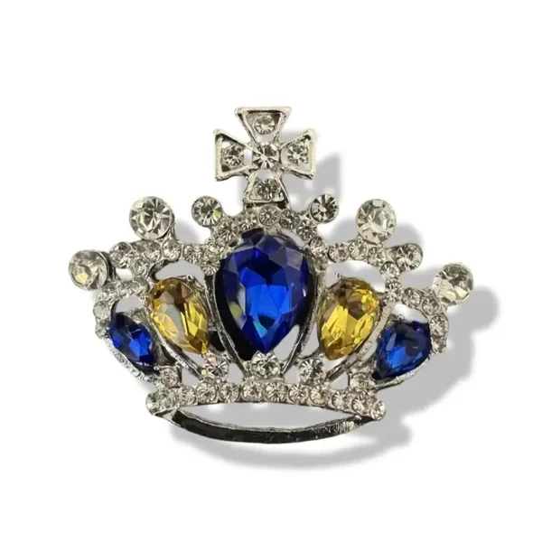 Kroon speld/broche Blauw/Geel