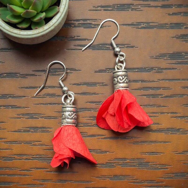 Boucles d'oreilles Tutu Fleuri Rouge