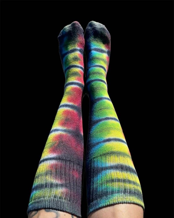 Rainbow Black Knee Socks