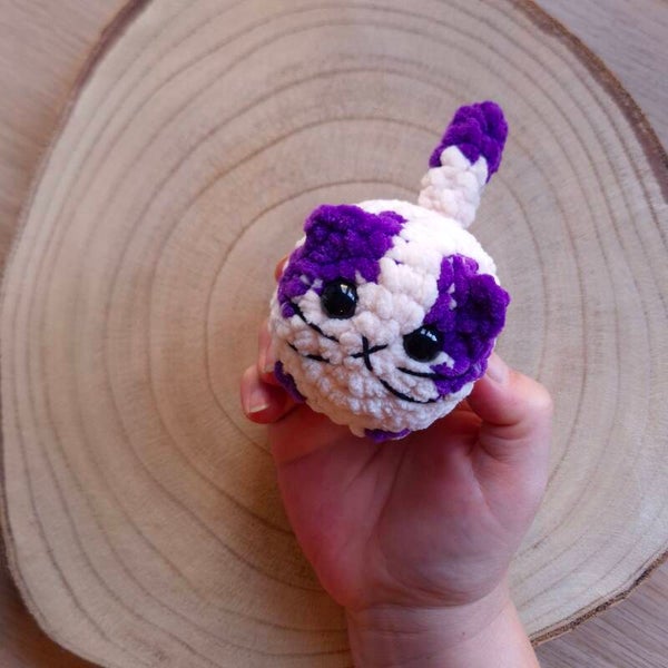 mini poes wit/donker paars
