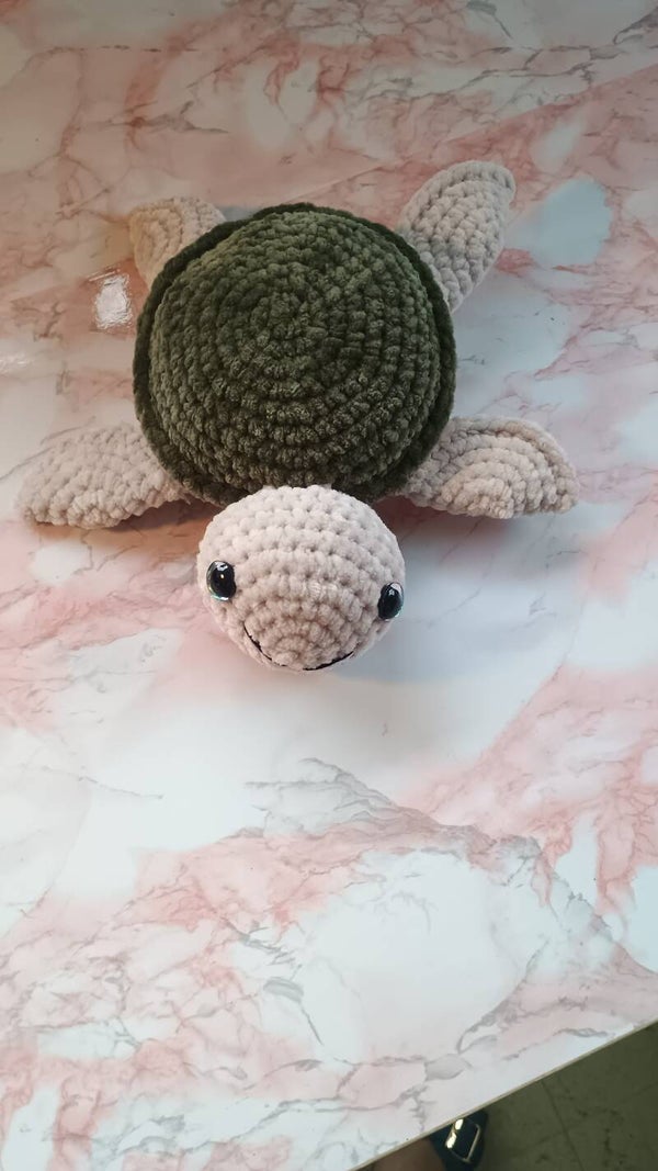 grote zee schildpad mosgroen
