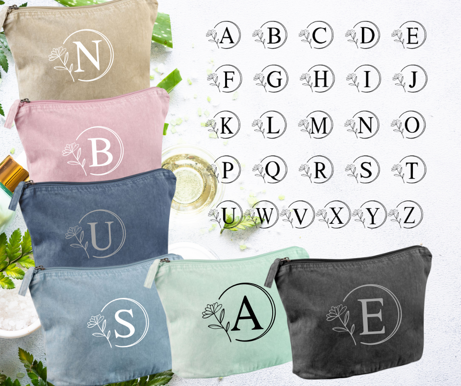 Kosmetik Tasche / Initialen Flower