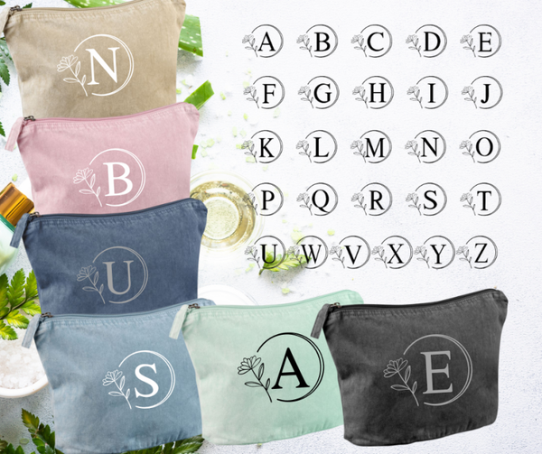 Kosmetik Tasche / Initialen Flower