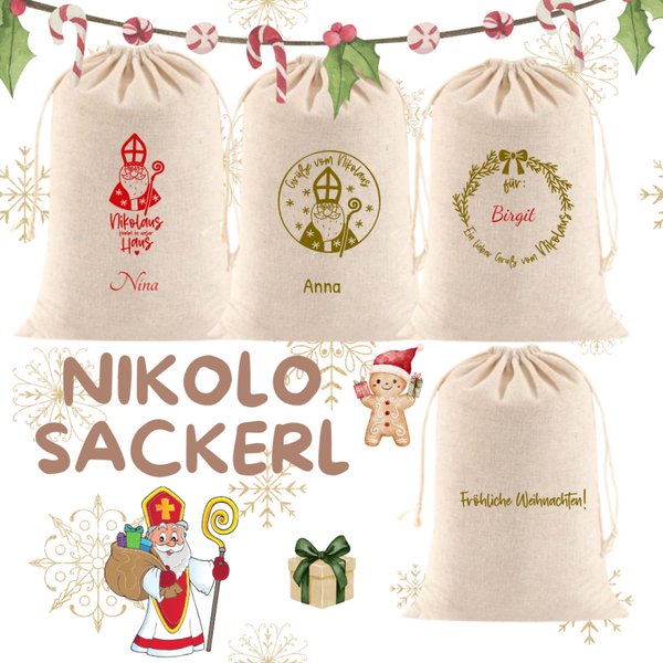 Nikolosackerl mit liebevollen Aufdrucken in 2 Grössen