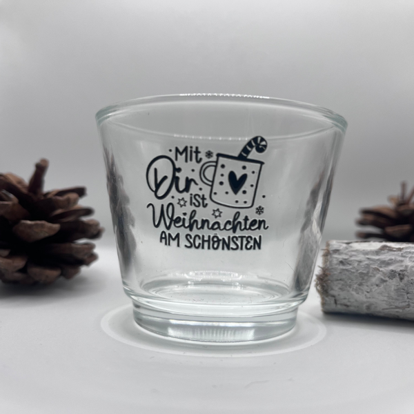 * Weihnachtliches Teelichtglas- div. Motive