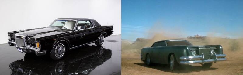  Foto links: Lincoln Continental Mark III coupé uit 1971.  Foto rechts: Ongebouwde Lincoln model Continental Mark III coupé uit 1971 naar The Car - 1977 