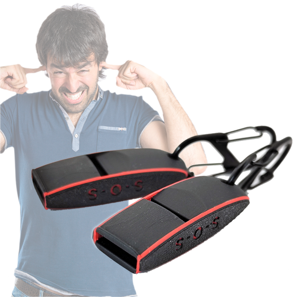SOS noodfluitje extreem luid, per set van 2 met sleutelhanger, voor zelfverdediging en noodpakket
