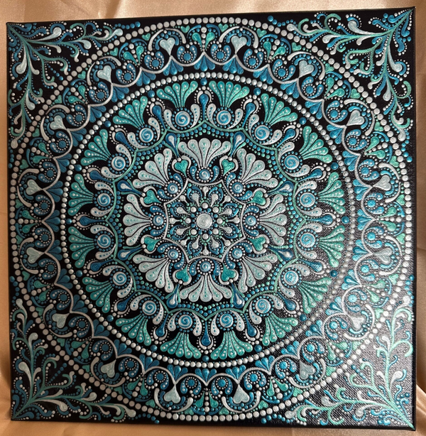 Mandala le grand bleu « Peintures Précieuses » 30x30 cm
