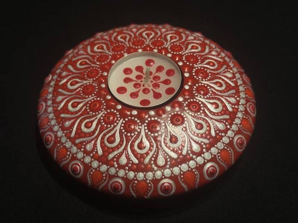 Photophore mandala rouge 12 cm