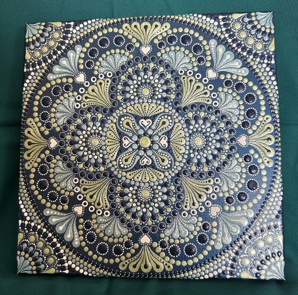 Tableau vert/bleu 30 x 30 cm