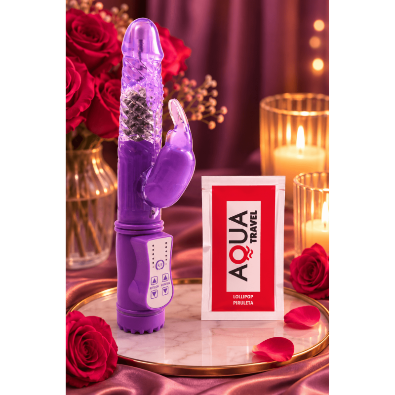 Vibromasseur Rabbit Violet Rotation Vibration 36 Modes 1 dosette de lubrifiant —