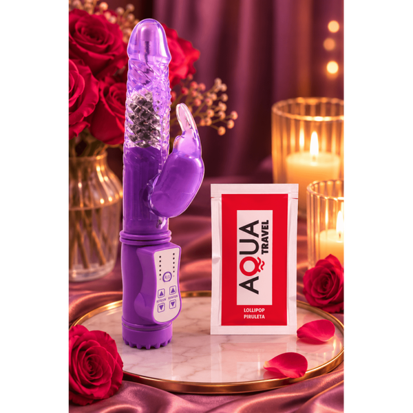 Vibromasseur Rabbit Violet Rotation Vibration 36 Modes 1 dosette de lubrifiant —