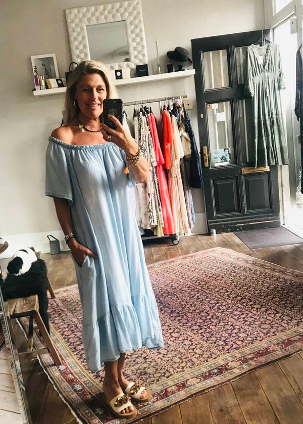 Off-shoulder Jeans-Dress