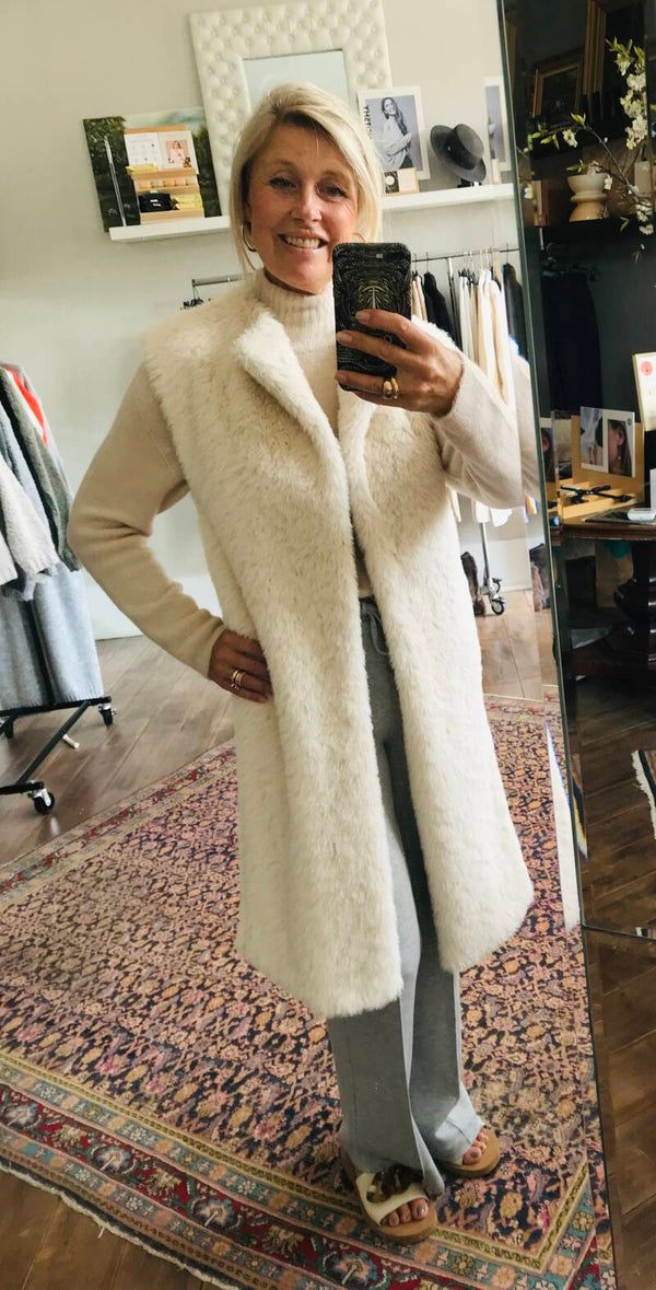 Stand Fake Fur Long Bodywarmer