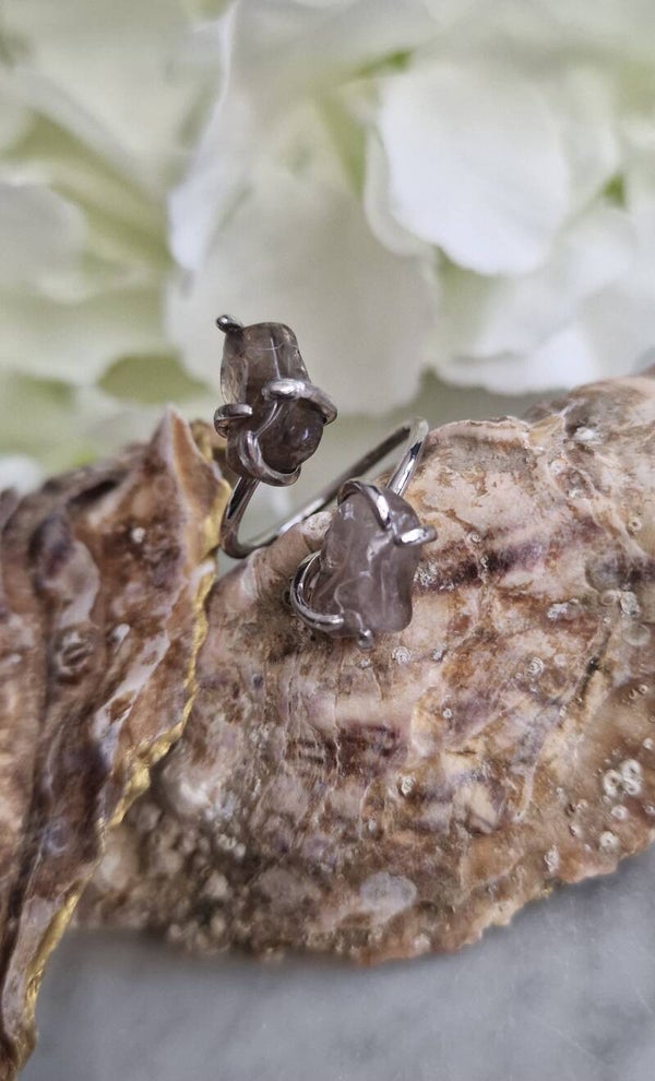 Double Smoky Quartz Zilver