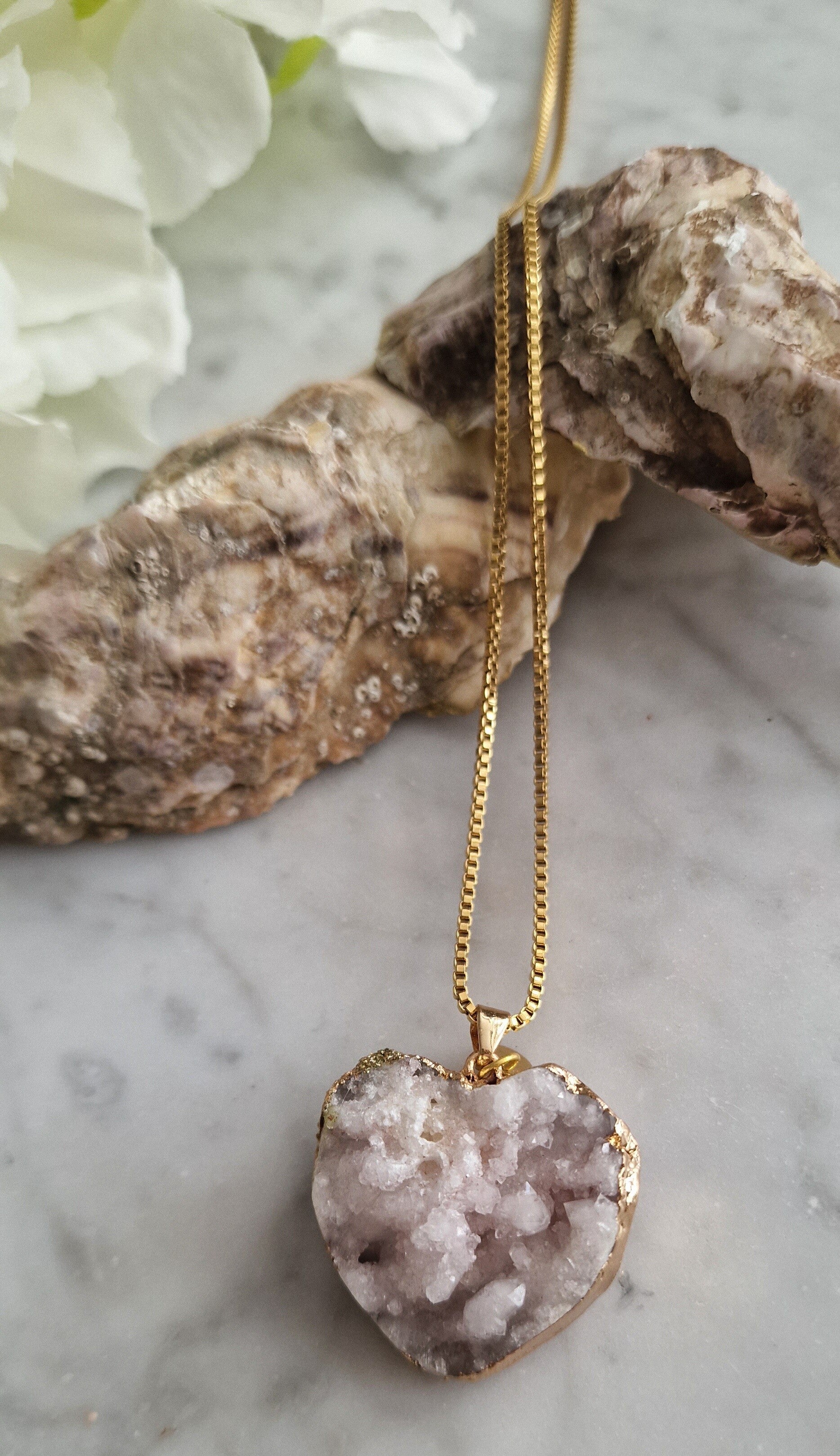 Collier Heart White Crystal Goud.