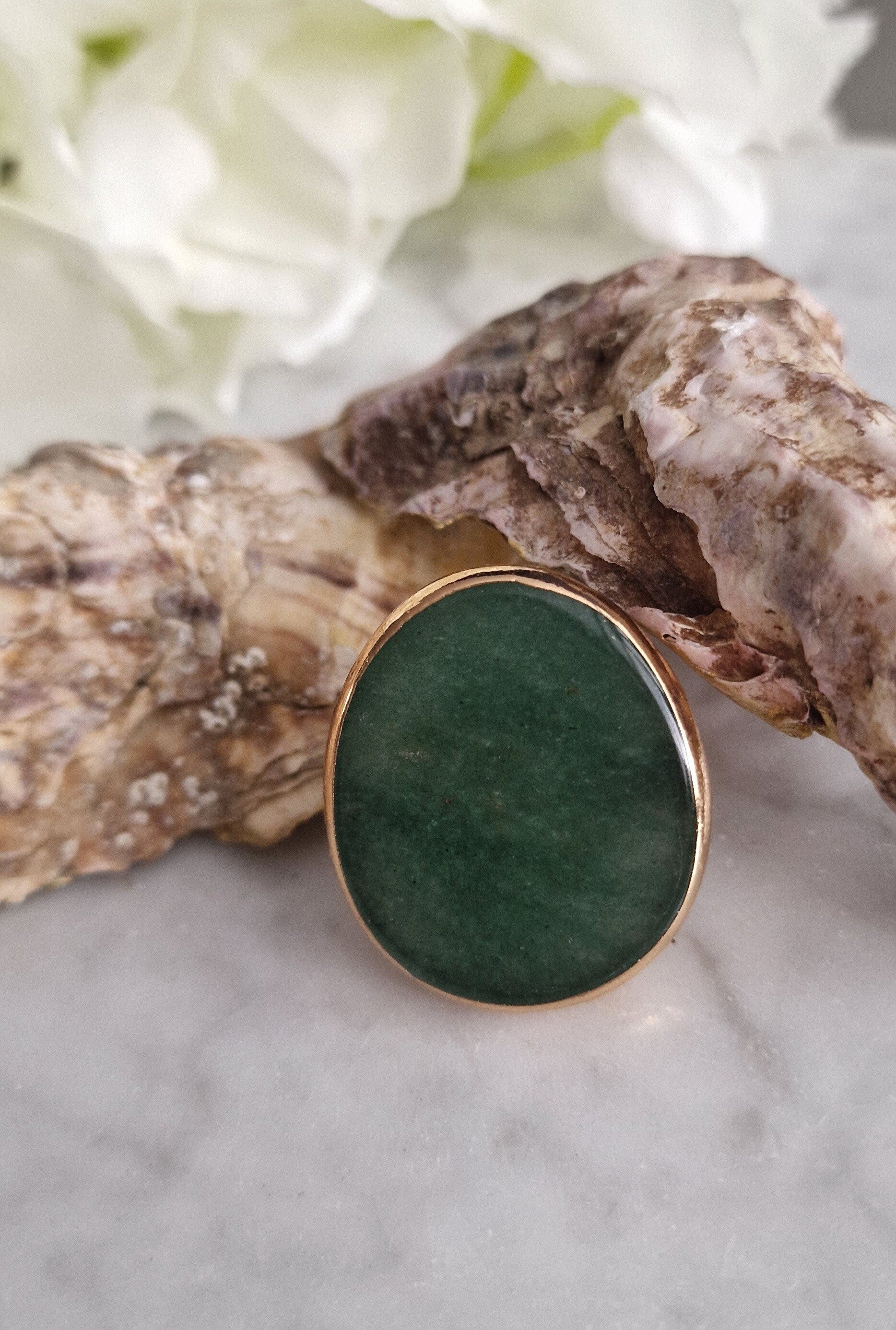 Ring Aventurijn Ovaal Goud