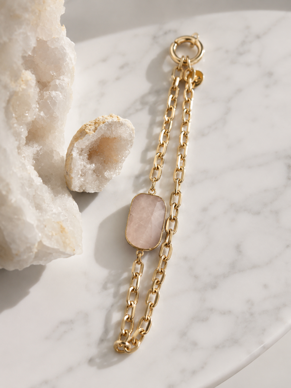 Luxury Phone chain Rose quartz